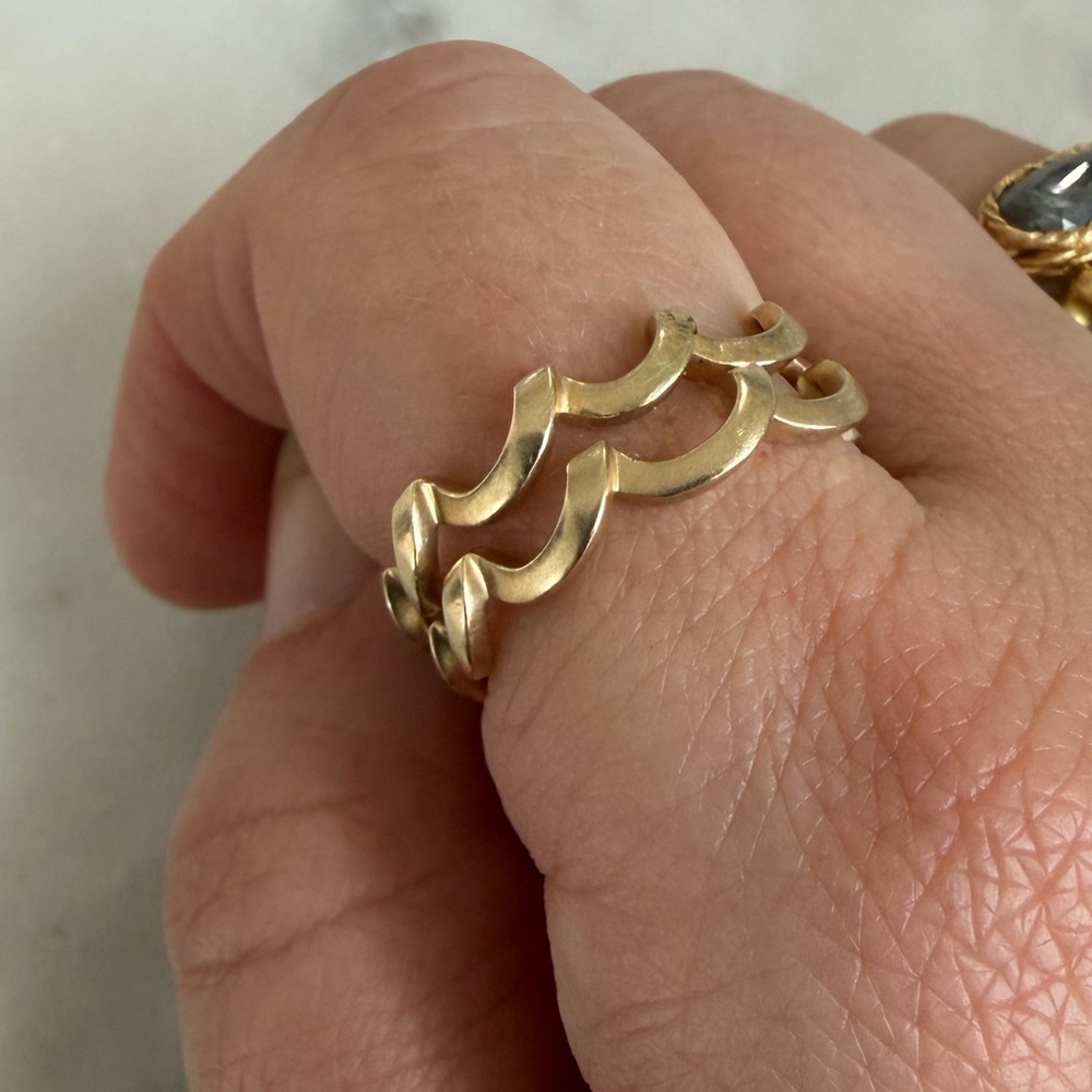 Set of 2 14k Gold Wavy Stacking Rings
